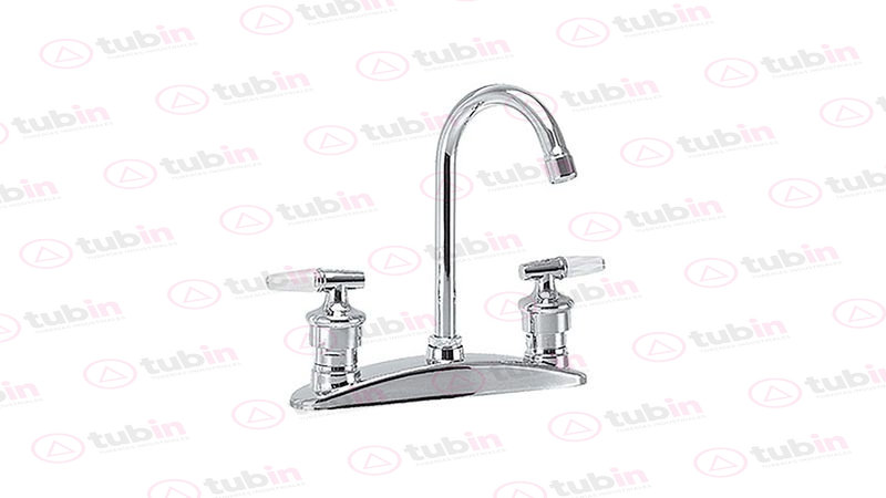 imagen de Mezcladora Cuello De Ganso Para Fregadero Con Cubierta Y Manerales De Palanca Marca Urrea Código ref 320LB 8" (200 MM)