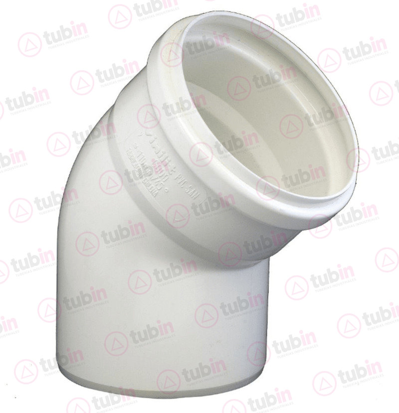 imagen 2 de Codo 45° Hidráulico Con Campana Sistema Métrico Clase 5 Con Anillo