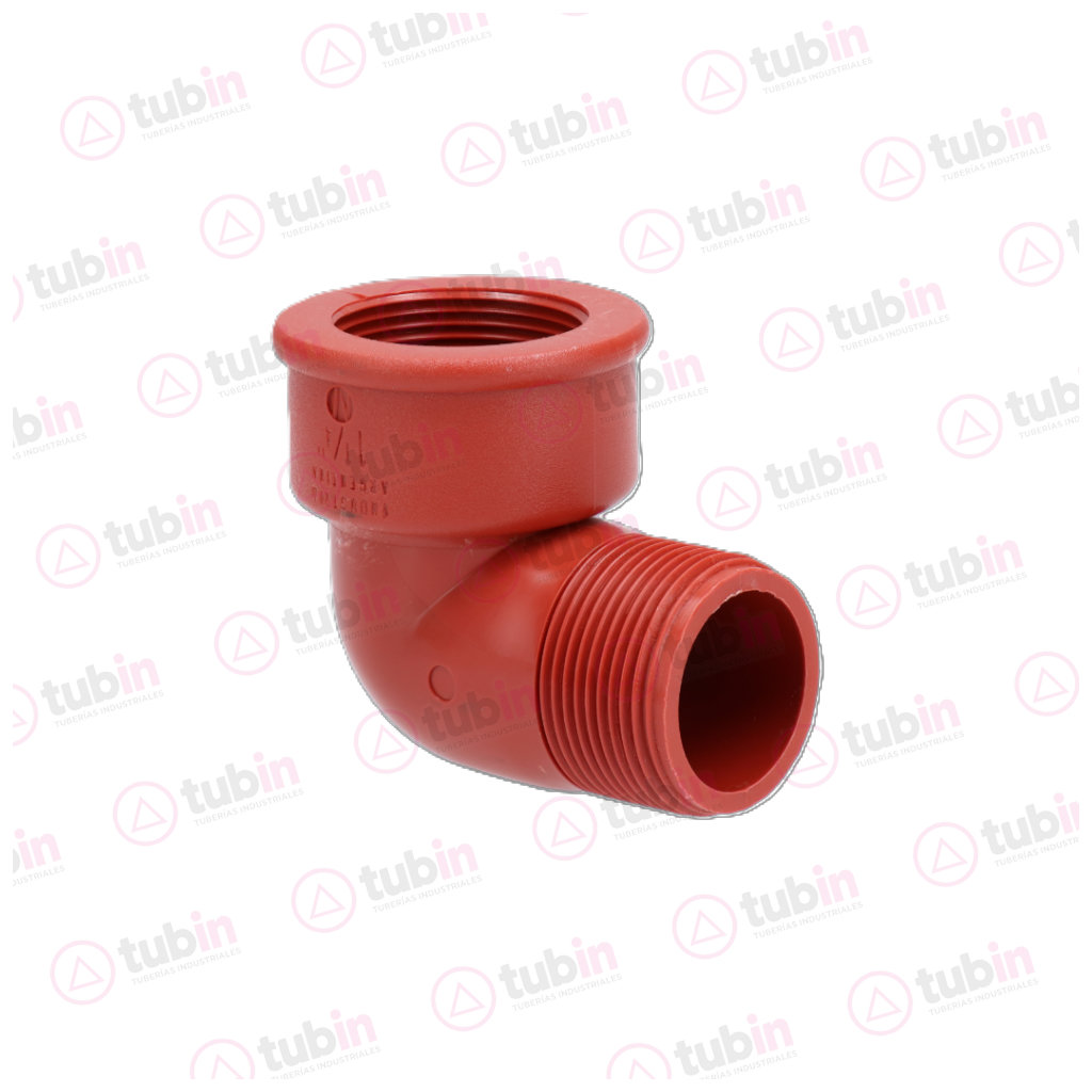 Codo De 90° De PPR Rojo Macho / Hembra De Rosca Marca Polimex