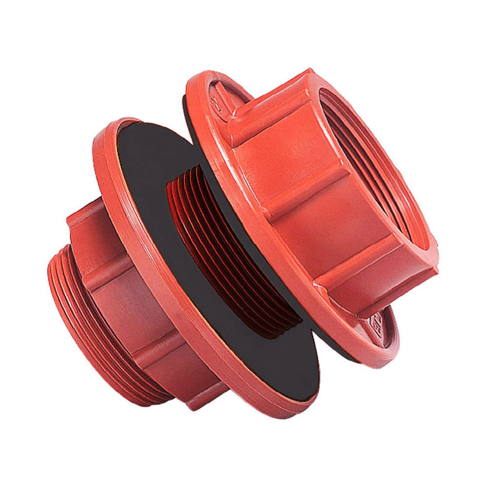 imagen 3 de Adaptador Tanque Cruz De PPR Rojo De Rosca Marca Polimex
