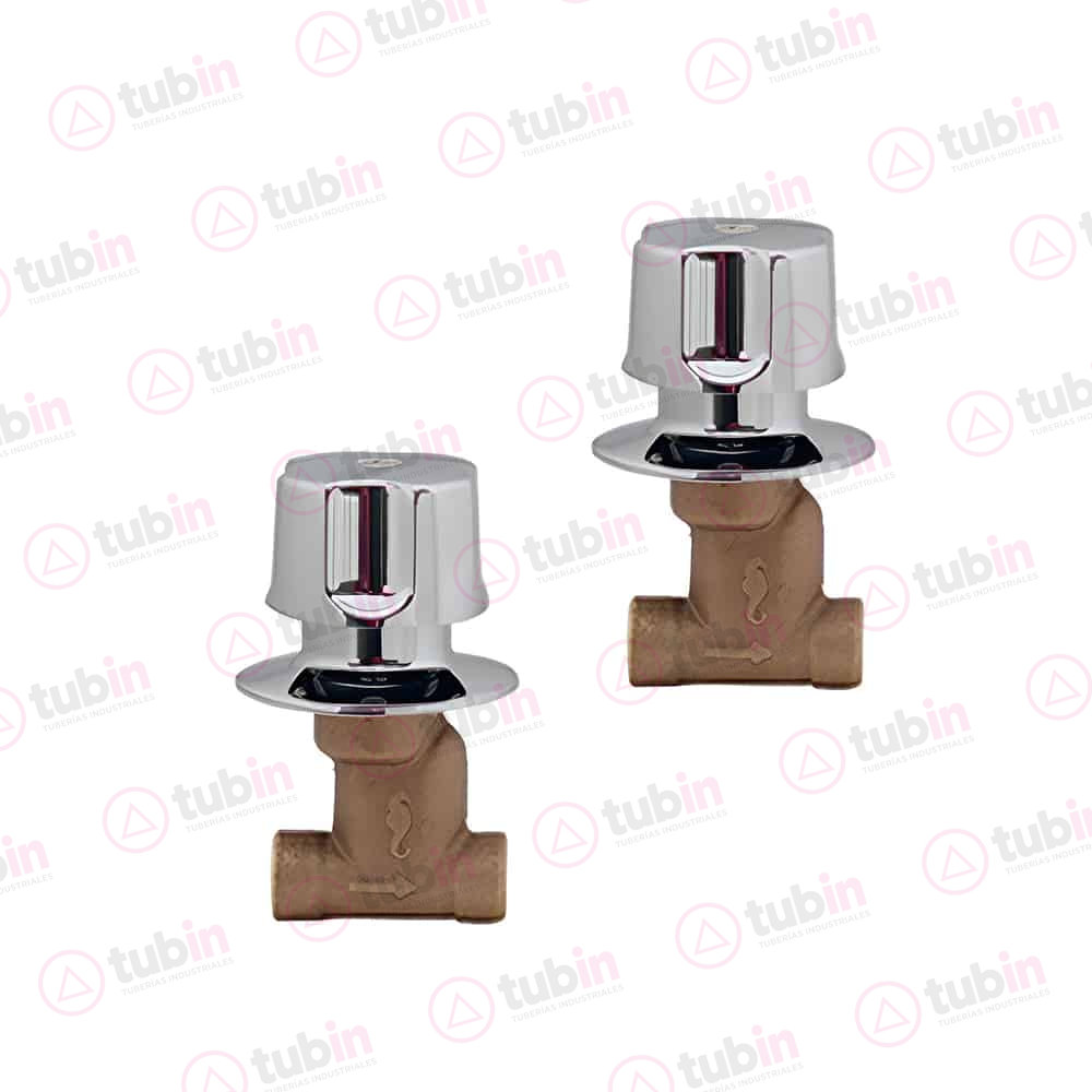 imagen 2 de Juego De Llaves En Bronce De Empotrar Roscables Con Manerales Cromados Marca Rugo Código ref 38-Q 1/2" (13 MM)