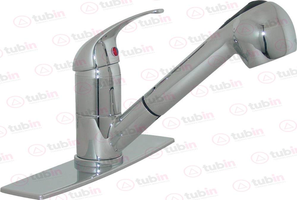 Monomando Con Nariz Retráctil Y Cubierta Para Fregadero Marca Rugo