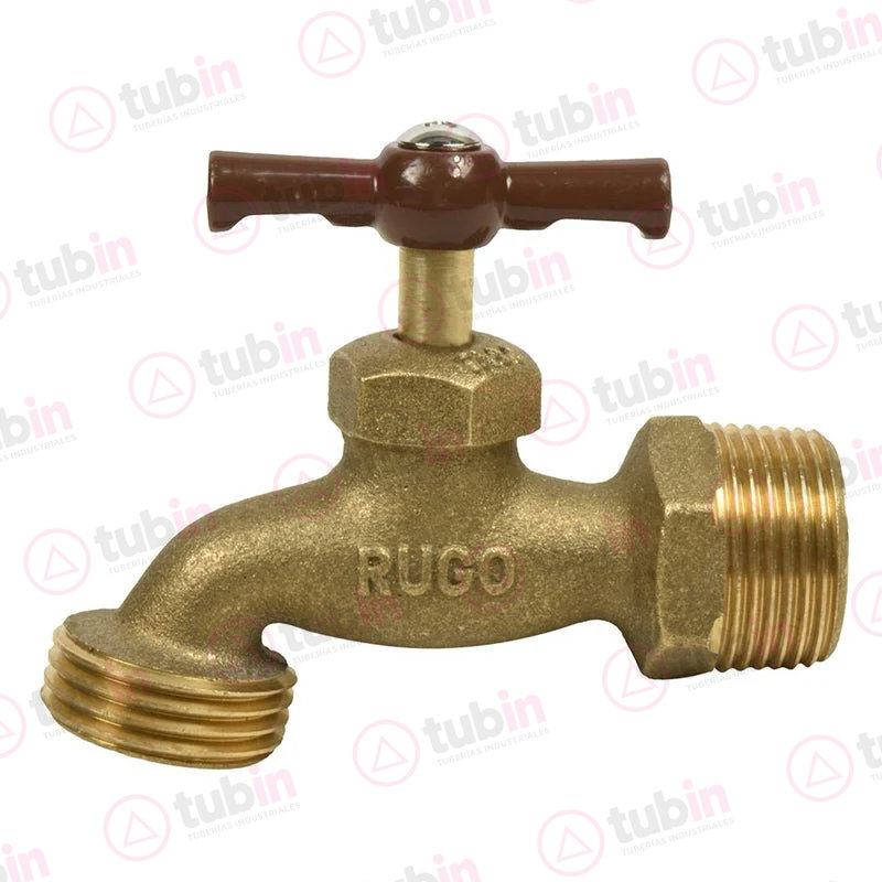 Llave Nariz 45° De Chorro En Bronce Con Rosca Para Manguera Marca Rugo