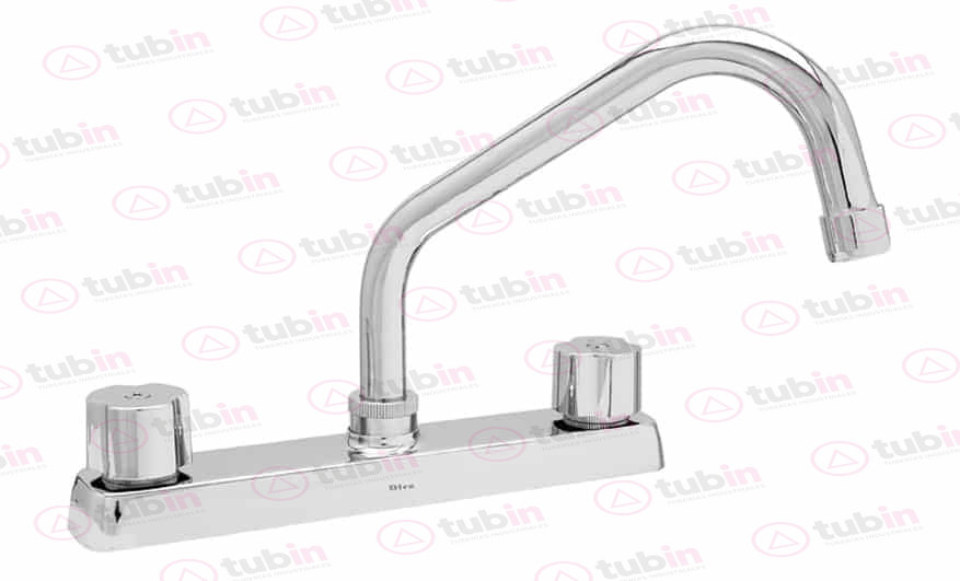 imagen 2 de Mezcladora Cuello Corto Para Fregadero Con Cubierta Y Manerales Marca Dica Código ref 4317 8" (200 MM)
