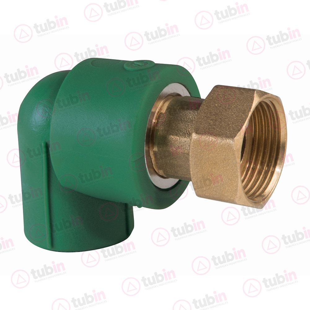 imagen 2 de Codo De 90° De PPR Verde Fusión Con Tuerca Loca Tubopro Marca Urrea