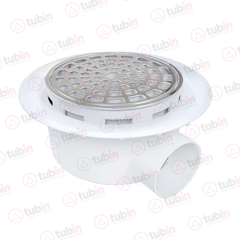 imagen 2 de Coladera Con Rejilla Redonda De Acero Inoxidable Y Plato Anti-Filtraciones Para Tubería Maericana Marca Fleximatic