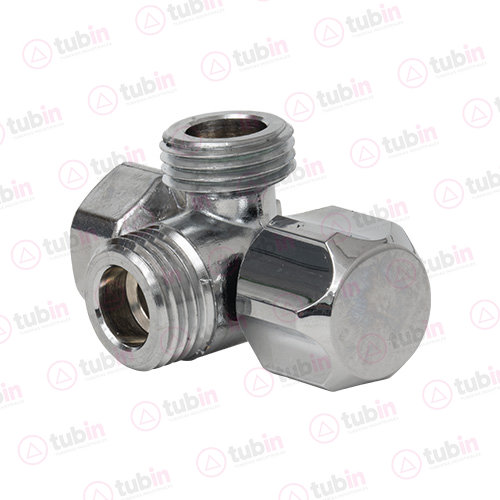 imagen de Llave Angular De Latón 1/4 De Vuelta Con 2 Salidas Marca Coflex Código Ref IP-137 1/2" FNPT X 1/2" M. X 1/2" M. (13 MMx 13 MM X 13 MM)