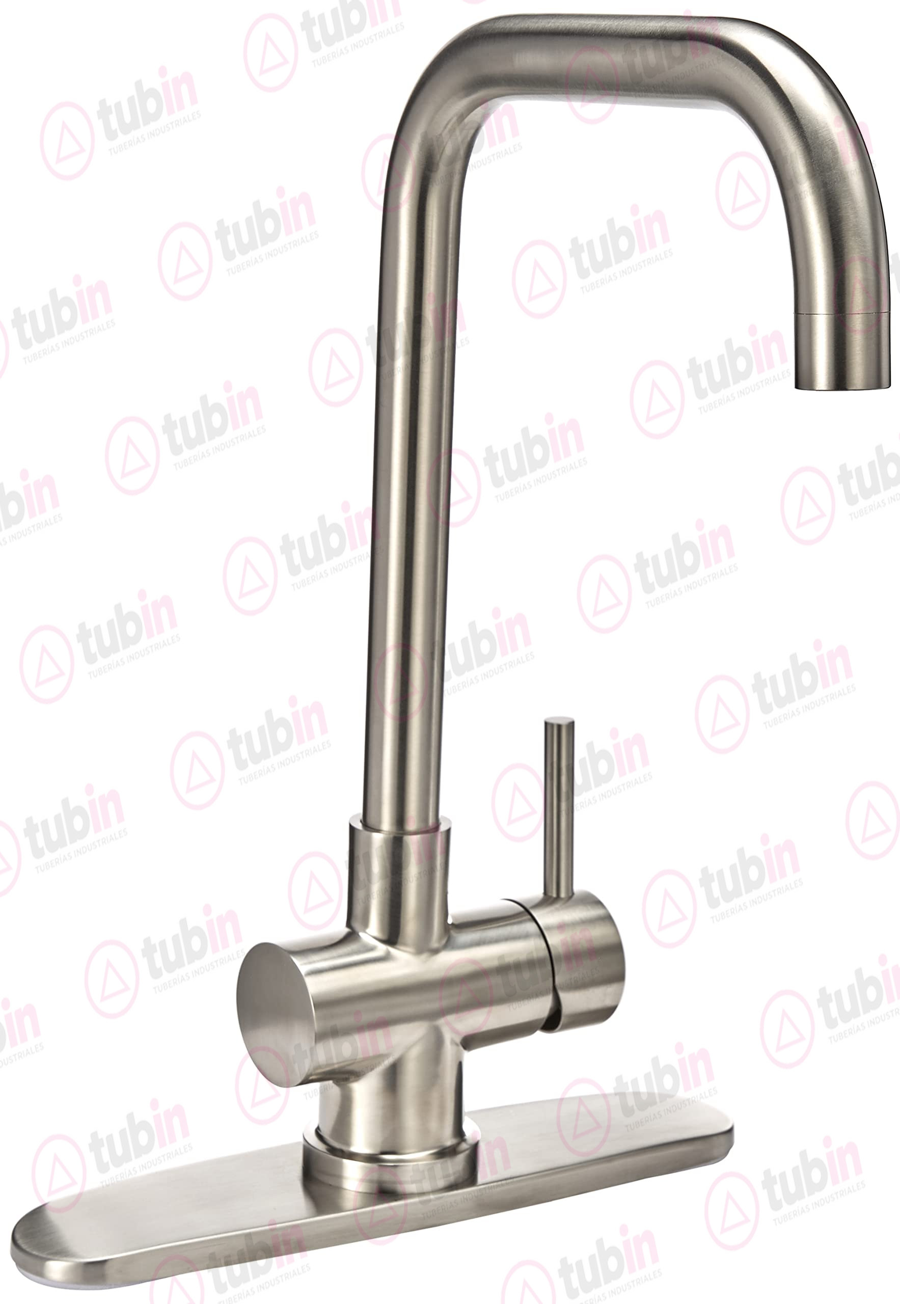 Monomando Ecologico Con Cubierta Para Fregadero Con Nariz Giratoria A 360° Marca Urrea Linea INOX