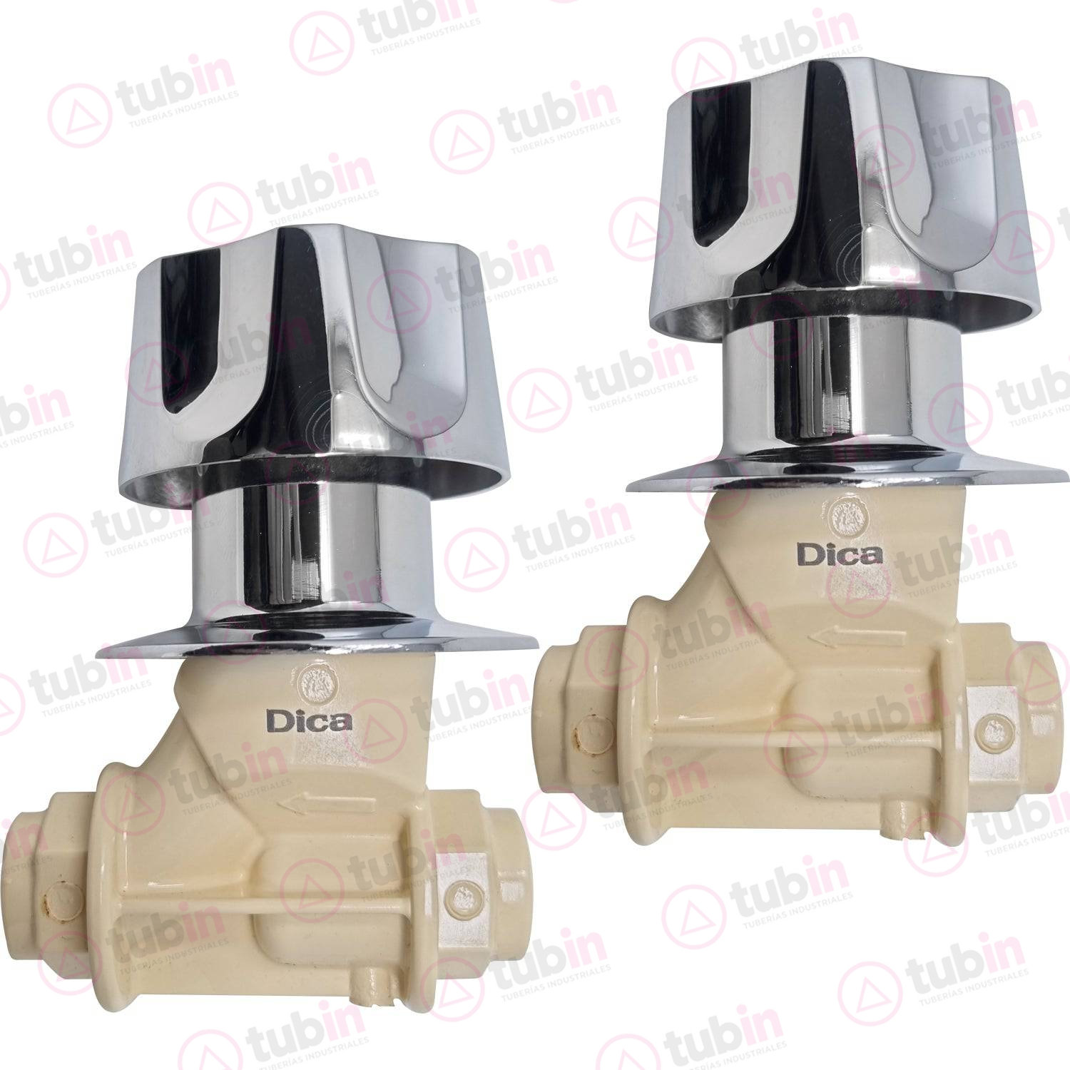imagen de Juego De 2 Llaves Para Empotrar De CPVC Marca Dica Con Manerales Cromados Código ref 4652CPVCM 1/2" (13 MM)