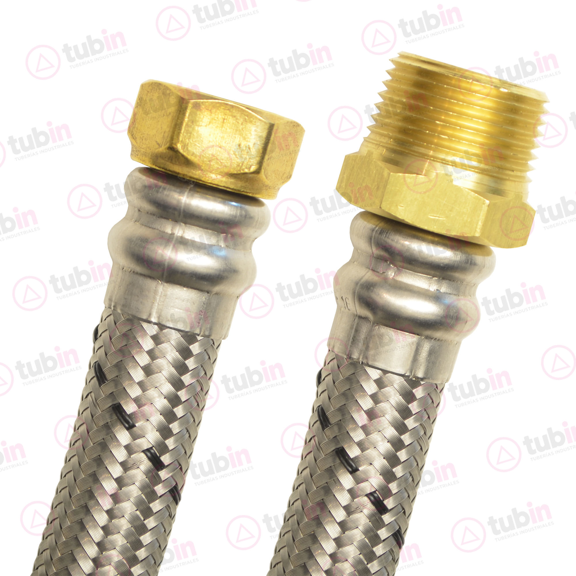 imagen de Manguera Conectora De Agua Con Tuercas De Latón Marca Coflex Para Boiler Código ref AB-G60 1/2" X 3/4" X 60 CM (13 MM X 19 MM X 600 MM)