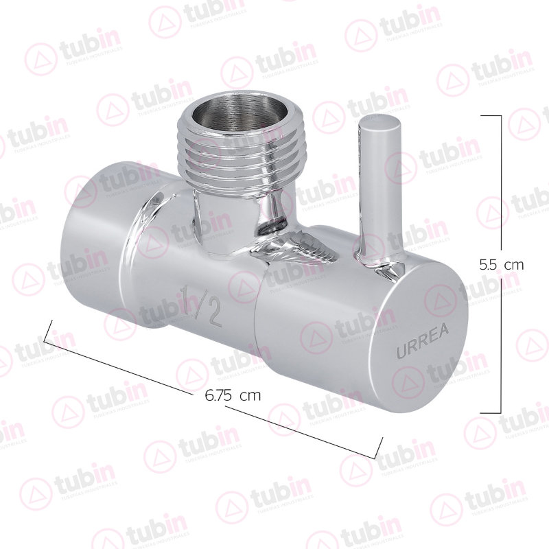 imagen de Llave Angular De Latón 1/4 De Vuelta Con Diseño Redondo Marca Urrea Código Ref 402 1/2" (13 MM)