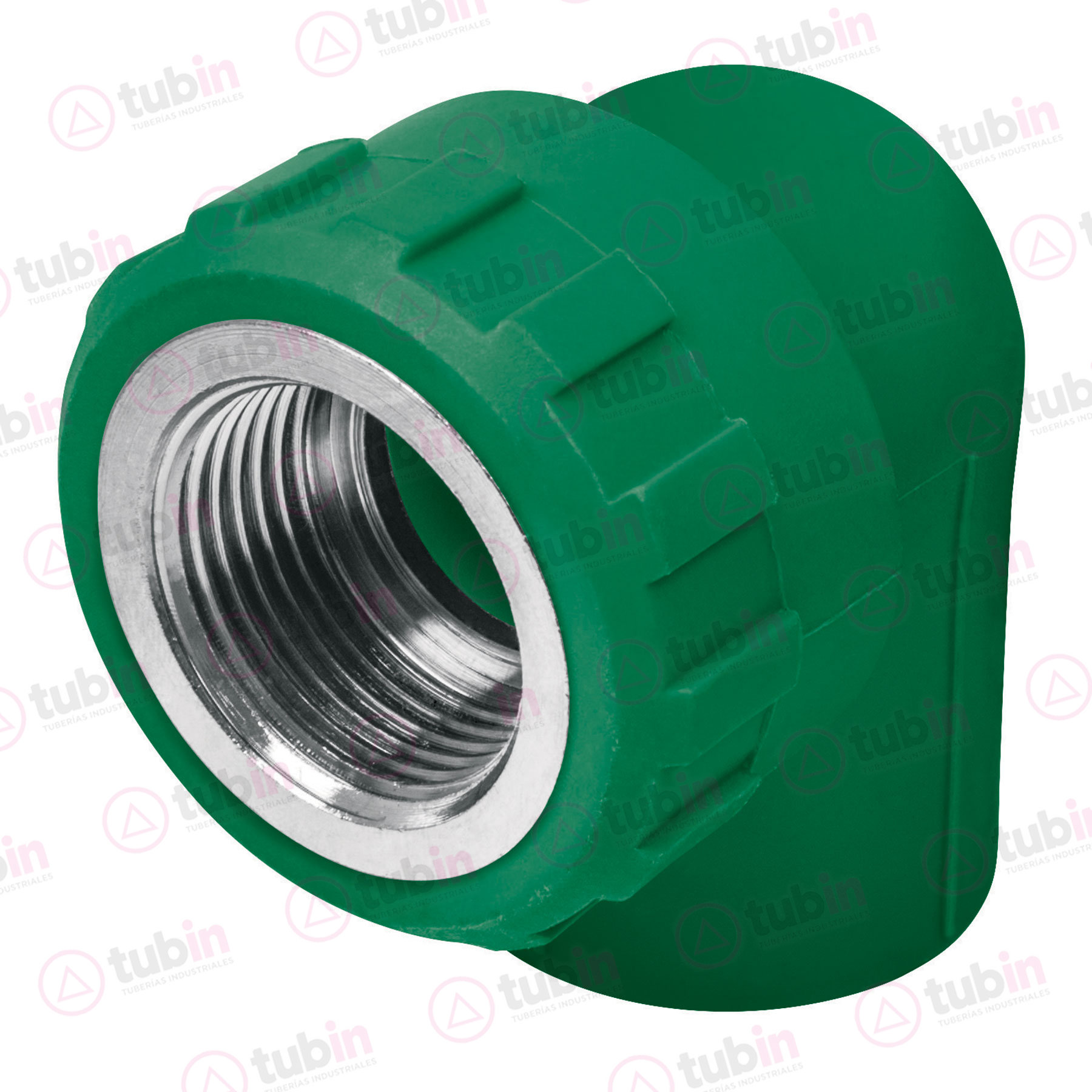 Codo De 90° De PPR Verde Con Inserto Metálico Hembra Marca Dica