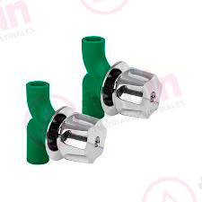 Juego De Dos Llaves de Empotrar De PPR Verde Con Manerales Cromados Marca Dica