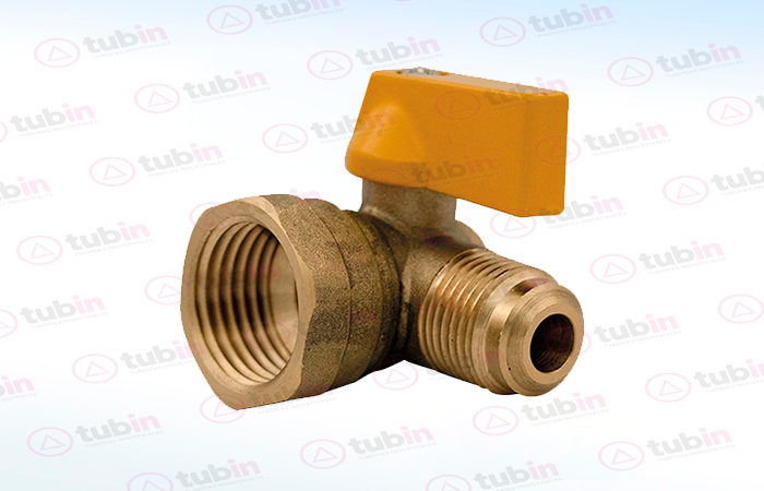 imagen de Válvula Flare Angular Para Gas Marca Rugo Código ref 4-NA 3/8" X 1/2" (10 MM X 13 MM)