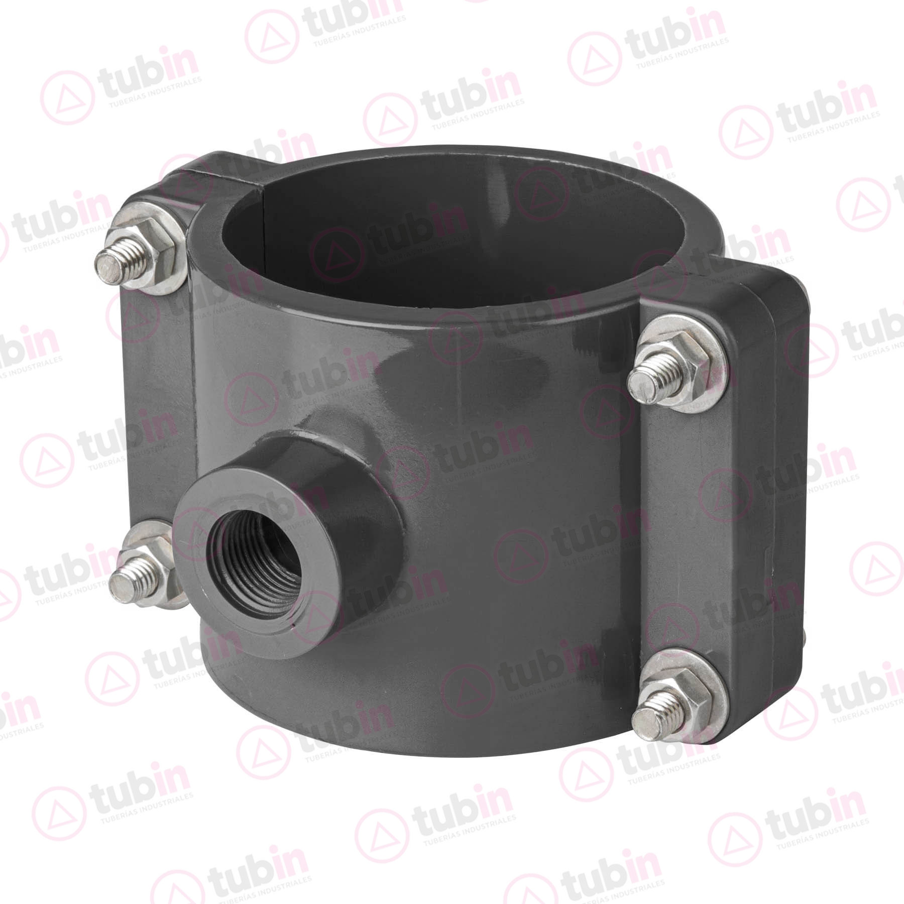 imagen 2 de Abrazadera Completa Para Toma Domiciliaria De Hierro Gris